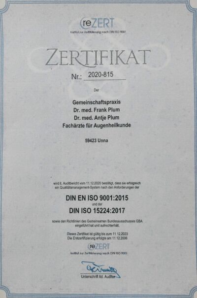 Zertifikat DIN EN ISO 9001